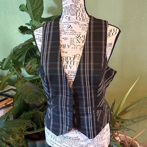 Maurices Black and White Plaid Vest